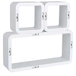 Helloshop26 Lot de 3 cubes modèle étagère murale blanc 19_0000431