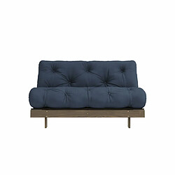 Inside 75 Canapé convertible futon ROOTS pin carob brown matelas navy couchage 140x200 cm pas cher