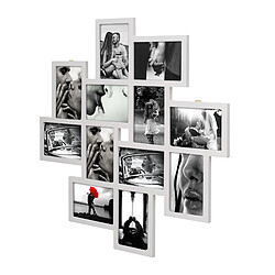 Mobili Rebecca Cadre Photo Collage Mural Carre 12 Imagerie Bois Blanc 63x63x1,2 pas cher