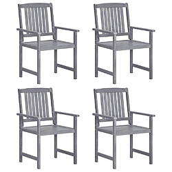 vidaXL Chaises de jardin lot de 4 Bois massif d'acacia Gris