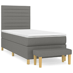 vidaXL Sommier à lattes de lit avec matelas Gris foncé 80x200 cm Tissu