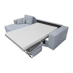 Acheter Vente-Unique Canapé d'angle gauche convertible express en velours côtelé gris clair - Couchage 140 cm - Matelas 14 cm AMELIA II