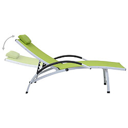 Avis Maison Chic Chaise longue - Transat - Bain de Soleil aluminium textilène vert