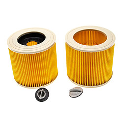 vhbw Lot de 2x filtres à cartouche compatible avec Kärcher A 2200, A 2204, A 2201 aspirateur à sec ou humide - Filtre plissé, jaune