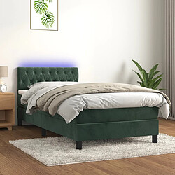 vidaXL Sommier à lattes de lit avec matelas et LED Vert foncé 90x190cm