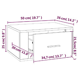 vidaXL Table de chevet murale Blanc brillant 50x36x25 cm pas cher