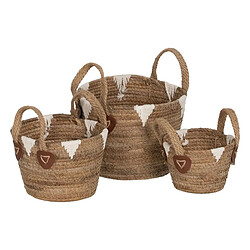 BigBuy Home Panier Multi-usages Blanc Naturel Fibre naturelle 21 x 21 x 15 cm (3 Pièces)