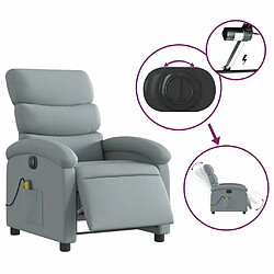 Maison Chic Fauteuil Relax pour salon, Fauteuil de massage inclinable électrique gris clair tissu -GKD99085 pas cher