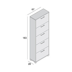 Inside 75 Meuble à chaussures MILA coloris ciment 5 portes