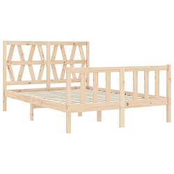 Maison Chic Cadre/structure de lit avec tête de lit pour adulte - Lit Moderne Chambre 120x200 cm bois massif -MN64277 pas cher