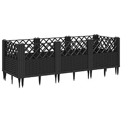 Acheter vidaXL Jardinière avec piquets noir 123,5x43,5x43,5 cm PP