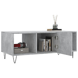 Avis vidaXL Table basse gris béton 102x50x40 cm bois d'ingénierie