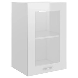 vidaXL Armoire en verre suspendue Blanc brillant Bois d’ingénierie