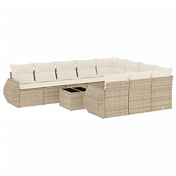 Maison Chic Salon de jardin 11 pcs avec coussins | Ensemble de Table et chaises | Mobilier d'Extérieur beige résine tressée -GKD17289