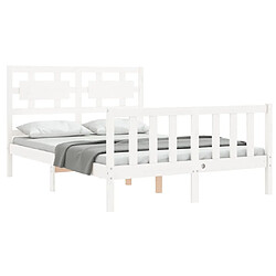 Avis Maison Chic Lit adulte - Cadre Structure de lit avec tête de lit Contemporain blanc 140x200 cm bois massif -MN83692