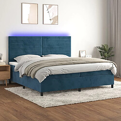 Sommier à lattes LED,Cadre à lattes de lit avec matelas pour Adulte Bleu foncé 200x200 cm -MN29256