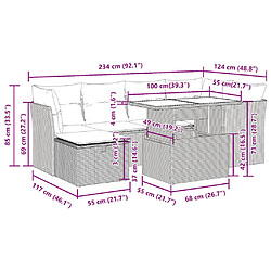 vidaXL Salon de jardin avec coussins 7 pcs beige résine tressée pas cher