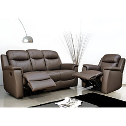 Avis Vente-Unique Fauteuil relax EVASION en cuir - Marron