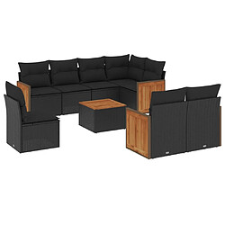 Maison Chic Ensemble Tables et chaises d'extérieur 9 pcs avec coussins,Salon de jardin noir résine tressée -GKD327744