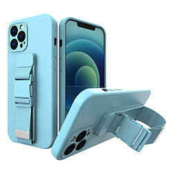 Ozzzo housse en corde gel tpu air etui housse avec laniere pour iphone 12 pro max bleu