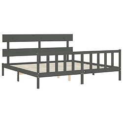 Maison Chic Lit adulte - Cadre Structure de lit avec tête de lit Contemporain gris 200x200 cm bois massif -MN57791 pas cher