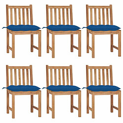 Maison Chic Lot de 6 Chaises de jardin avec coussins | Fauteuil chaises d'extérieur Bois de teck massif -GKD34602