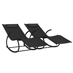 vidaXL Chaises longues à bascule 2 pcs Noir Acier et textilène