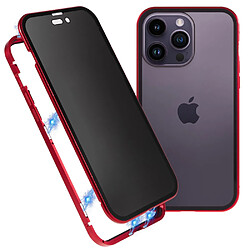 Coque en cadre métallique antichoc, cadre anti-bruit, double face avec fermeture magnétique pour votre iPhone 14 Pro Max - rouge