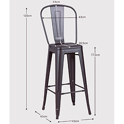 Nest Dream Tabouret en métal et acier laqué avec dossier haut (76cm) - Bistro pas cher