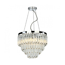 Luminaire Center Suspension Fame Nickel poli,verre 5 ampoules 27cm