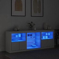 vidaXL Buffet avec lumières LED blanc 181,5x37x67 cm