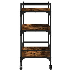 Maison Chic Desserte de cuisine | Chariot de cuisine | Meuble de rangement roulant chêne fumé 65x40x86,5 cm bois d'ingénierie -GKD83123 pas cher