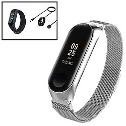 PHONECARE Kit Bracelet Milanese Loop Fermoir Magnétique + Chargeur Usb Charger + Gel d'écran de film protecteur Full Coque pour Xiaomi Mi Band 6 / Mi Smart Band 6 - gris