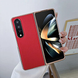 Coque en TPU + cuir véritable électroplaqué pour votre Samsung Galaxy Z Fold3 5G - rouge