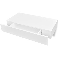 vidaXL Étagère murale avec 1 tiroir MDF Blanc Rangement de livres/DVD