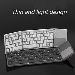 General Clavier pliable, souris à pavé tactile sensible, mini clavier de voyage rechargeable, clavier Bluetooth sans fil portable à trois volets, pour Windows iOS Android Mac,(noir)