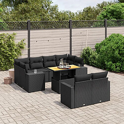 Maison Chic Salon de jardin 11 pcs avec coussins, Ensemble Tables et chaises d'extérieur noir résine tressée -GKD900337