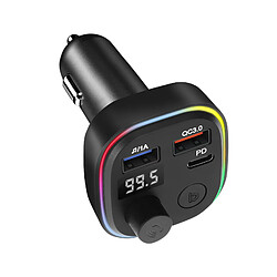 Avizar Transmetteur FM Bluetooth avec Chargeur Voiture USB QC 3.0 et USB-C 18W C2 Noir