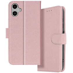 Avizar Étui pour Samsung Galaxy A06 Clapet Portefeuille et Support Vidéo Rose Champagne