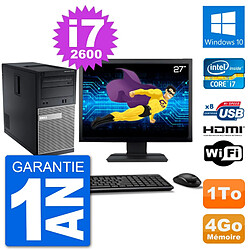 PC Dell 3010 MT Ecran 27" i7-2600 RAM 4Go Disque Dur 1To HDMI Windows 10 Wifi - Occasion