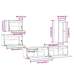 vidaXL Meubles TV 5 pcs Noir Bois massif de pin pas cher