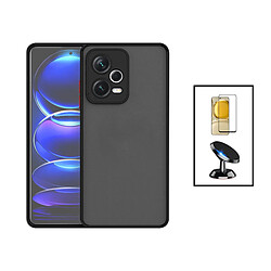 PHONECARE Kit Coque Anti Choque Caméra Protection + Film 5D Full Cover + Support Magnétique de Voiture Xiaomi Poco X5 - Noir