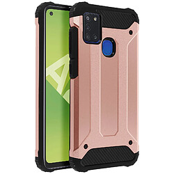 Avizar Coque Galaxy A21s Protection Bi-matière Design Relief Antichute rose champagne