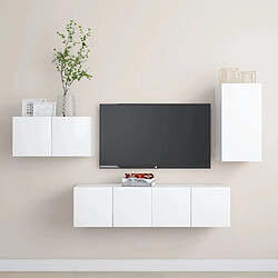 Maison Chic Ensemble de meubles TV 4 pcs | Banc TV Moderne pour salon | Meuble de Rangement - Blanc Aggloméré -MN75806