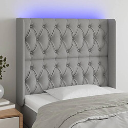 Maison Chic Tête de lit scandinave à LED,meuble de chambre Gris clair 103x16x118/128 cm Tissu -MN88774