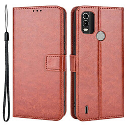 Htdmobiles Housse pour Nokia C21 Plus - etui coque pochette portefeuille + verre trempe - MARRON