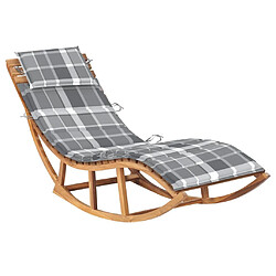 Maison Chic Chaise longue à bascule avec coussin | Bain de soleil Relax | Transat Bois de teck solide -GKD68838