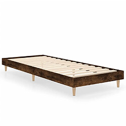 vidaXL Cadre de lit chêne fumé 75x190 cm bois d'ingénierie