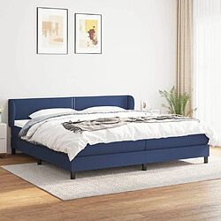 vidaXL Sommier à lattes de lit avec matelas Bleu 200x200 cm Tissu