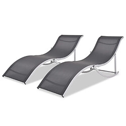 Helloshop26 Lot de deux chaises longues pliantes aluminium et textilène 02_0011961